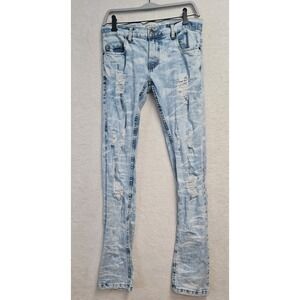 Evolution In Design Mens 29x32 Slim Fit Skinny Jeans Acid Wash Blue Distressed